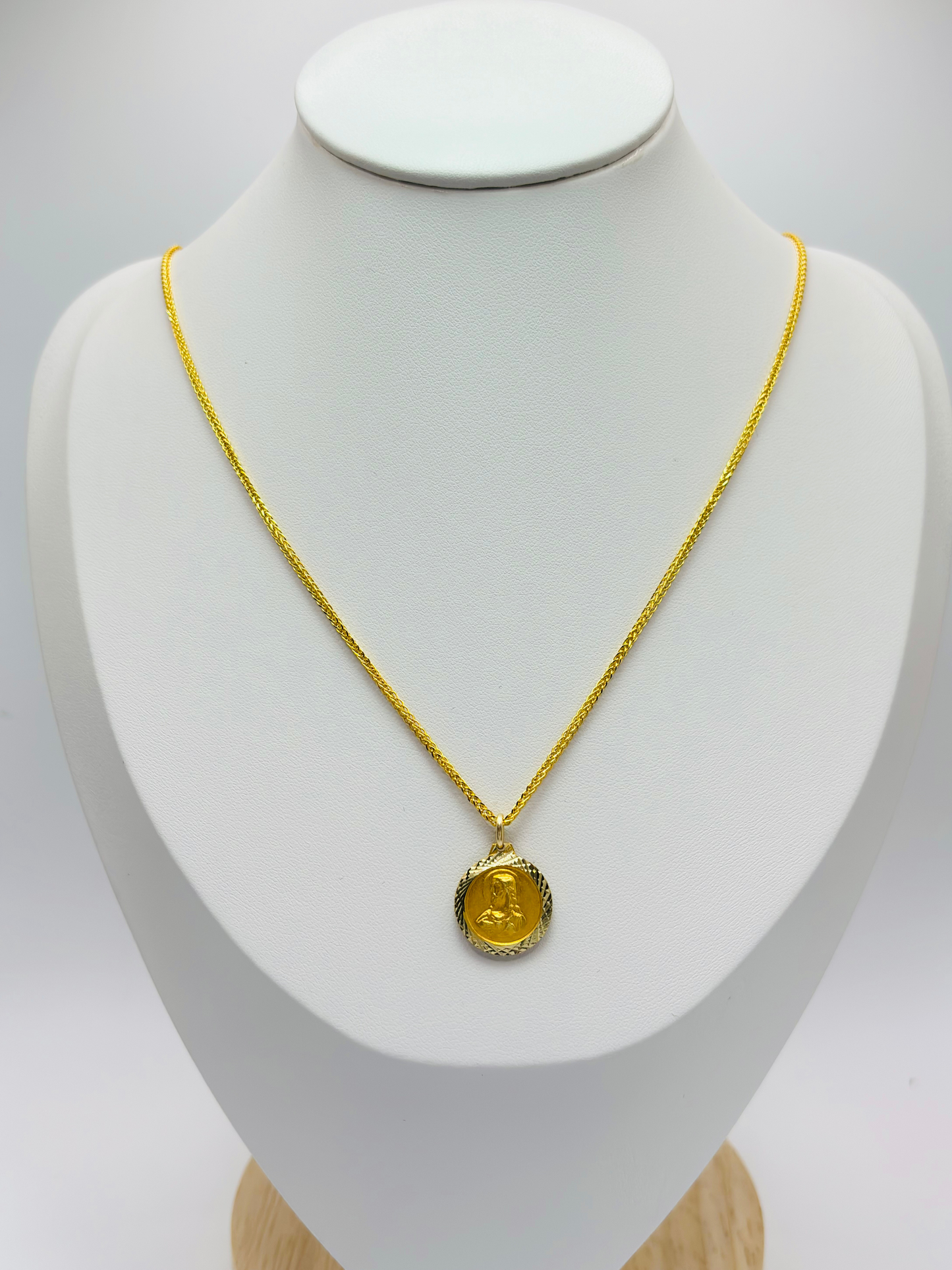 18K Gold Back to Back Religious Necklace