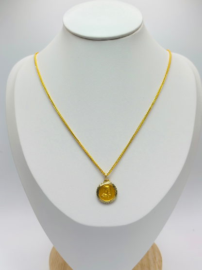 18K Gold Back to Back Religious Necklace