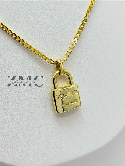 18K Gold Foxtail Padlock Necklace