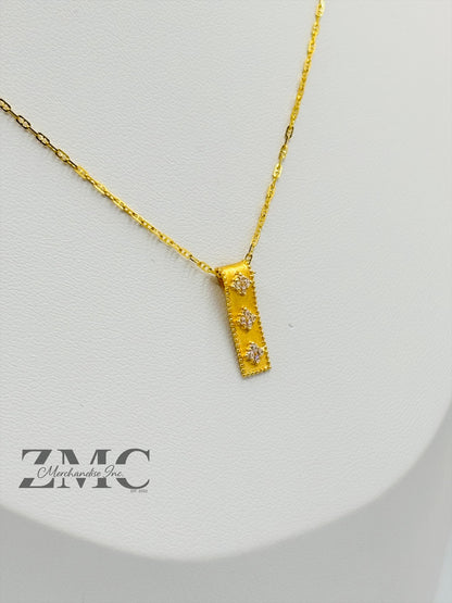 18K Gold 3 Stone Necklace