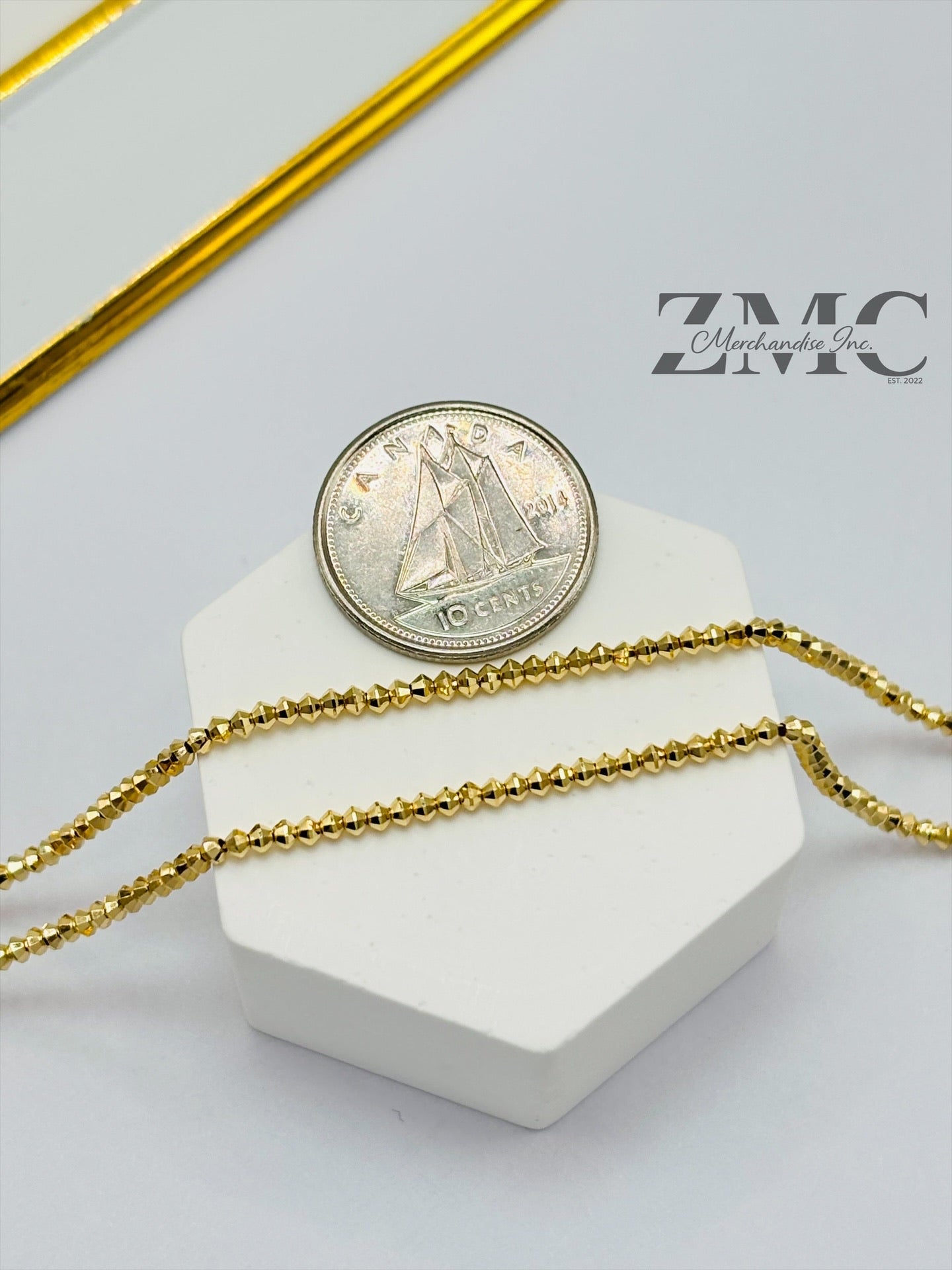 18K Gold Mirror Ball Slider Chain