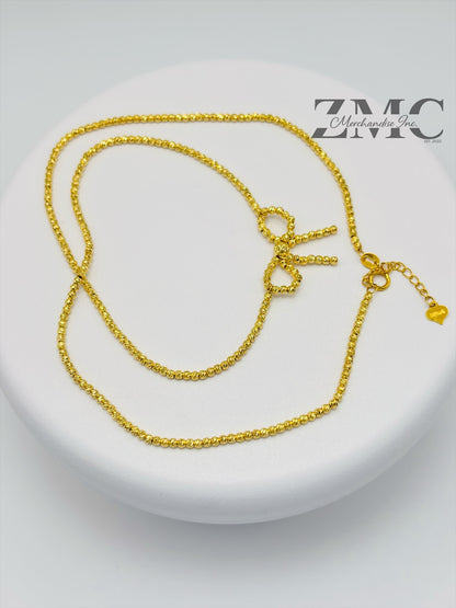 18K Gold Mirror Ball Ribbon Necklace