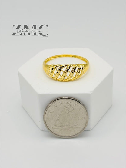 18K Gold Net Diamond Cut Ring