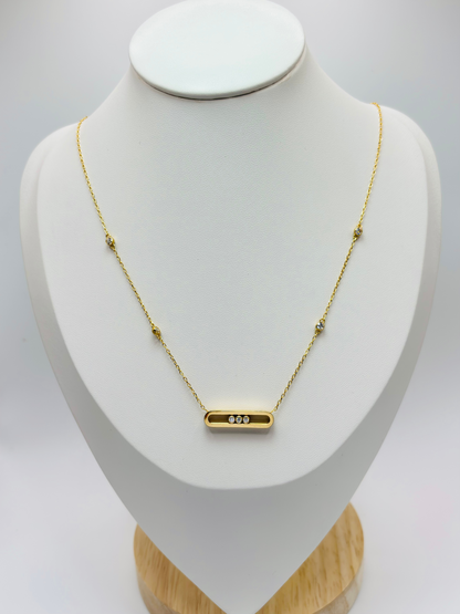 18K Gold Attached Stone Necklace with Stone