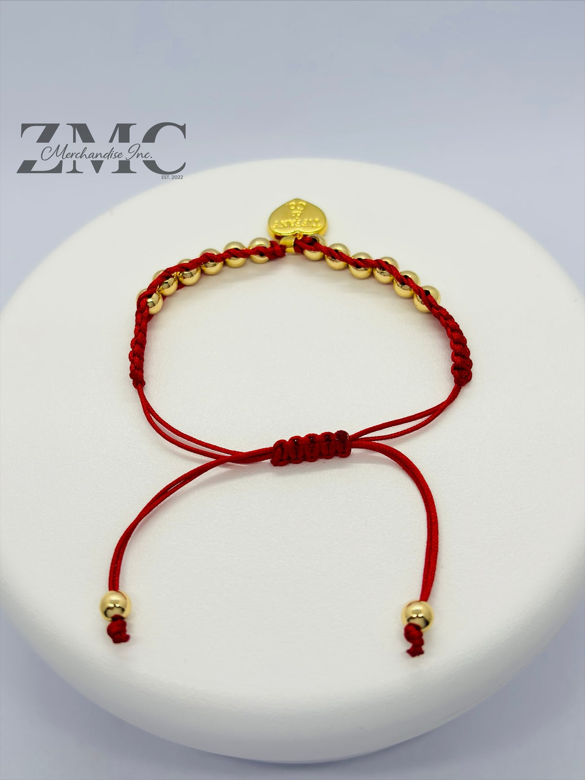 18K Gold Red Heart String Bracelet