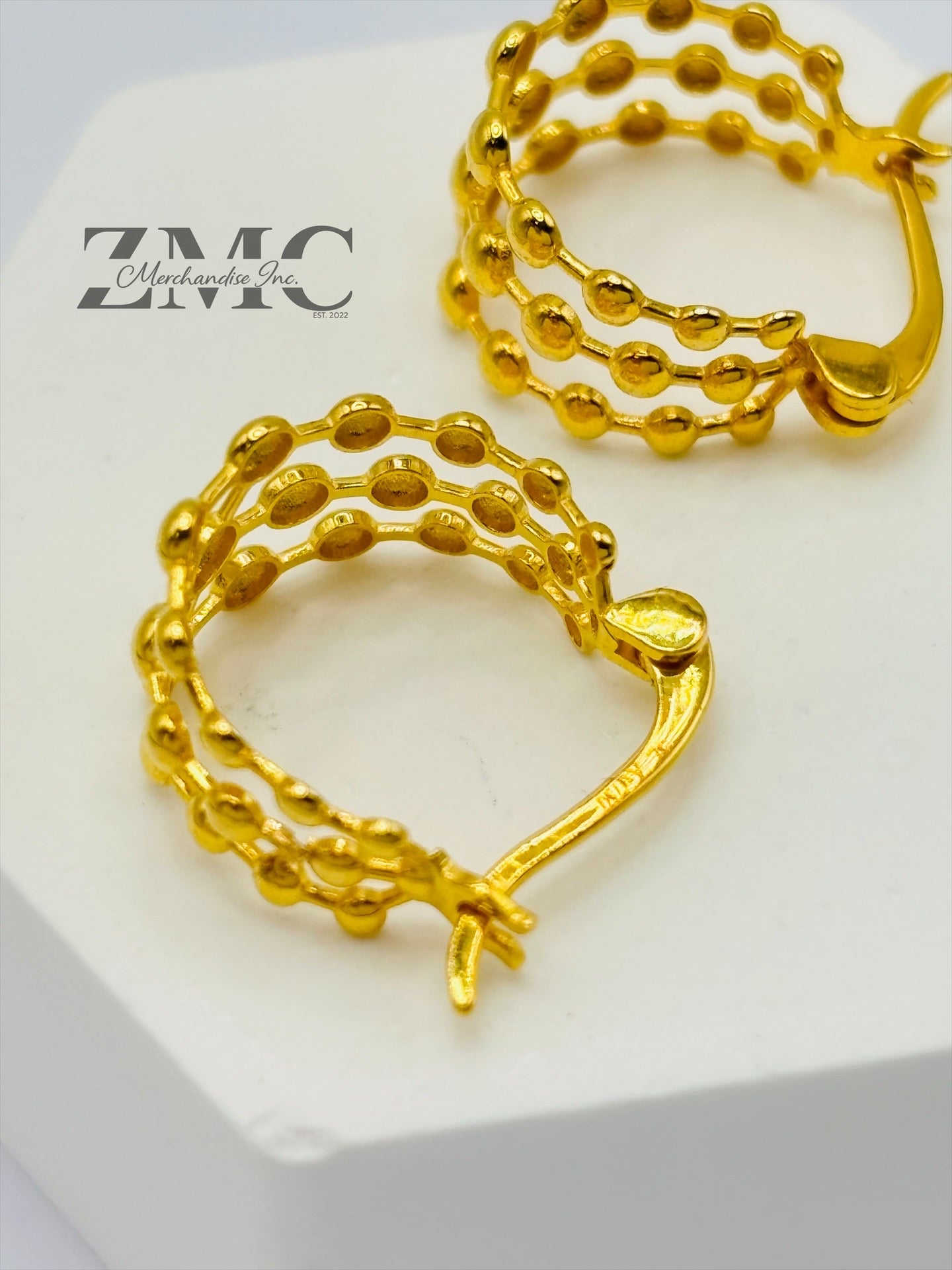 18K Gold Bubble Loop Earrings