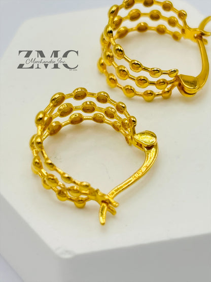 18K Gold Bubble Loop Earrings
