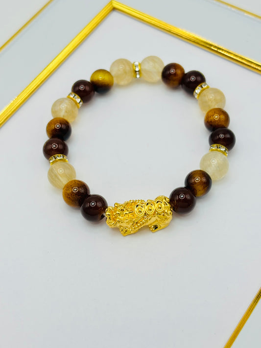 18K Gold  Lucky Piyao/ Pi Xiu Tiger Eye  ( Hollow Empty Inside) Large Size