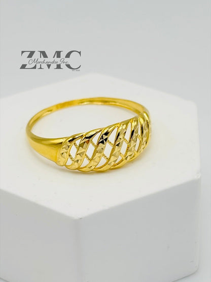 18K Gold Net Diamond Cut Ring