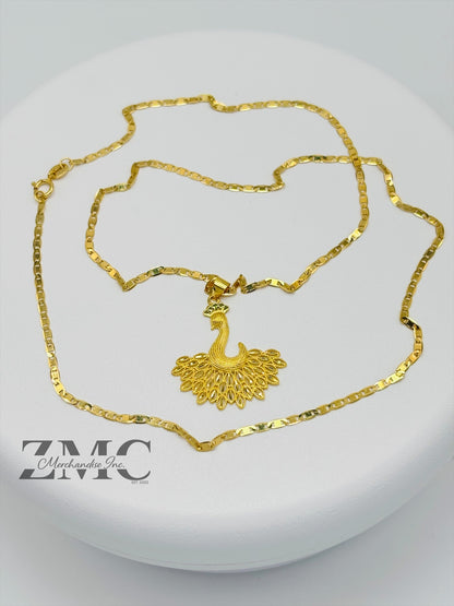 18K Gold Peacock Necklace