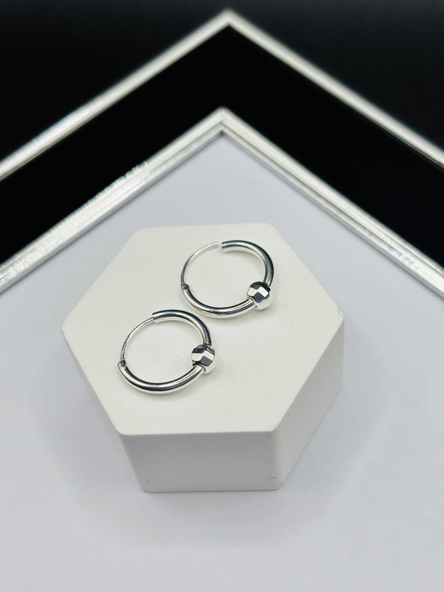 S925 Silver Plain Ball Loop Earrings