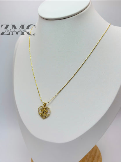 K18 Japan Gold Heart Necklace Natural Diamond