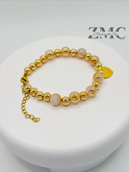 18K Gold Champagne Gold Color Cracked Agate Bracelet