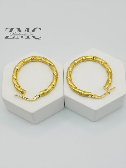 18K Gold Twisted Loop Earrings