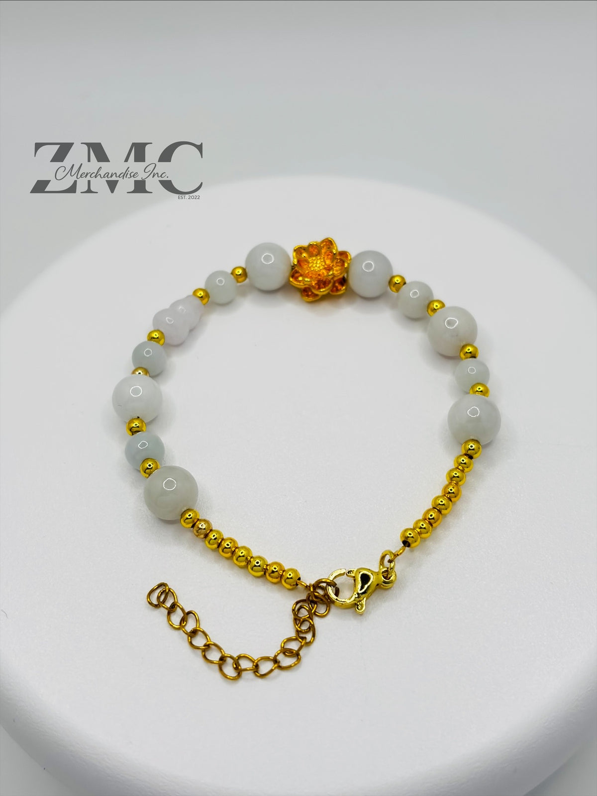 18K Gold Lucky Koi Fish Bracelet Jade Hulu Stone ( Hollow Empty Inside)