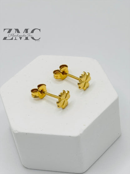 18K Gold Clover Earrings