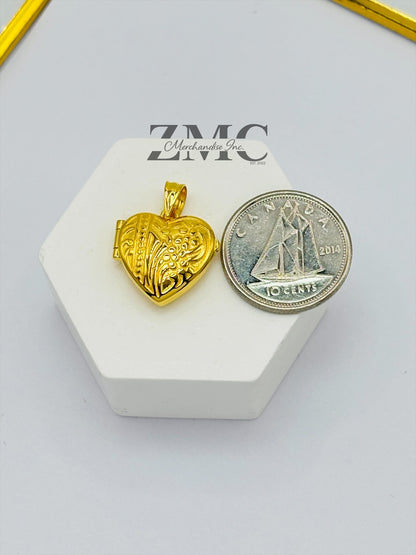 18K Gold Locket Heart Pendant