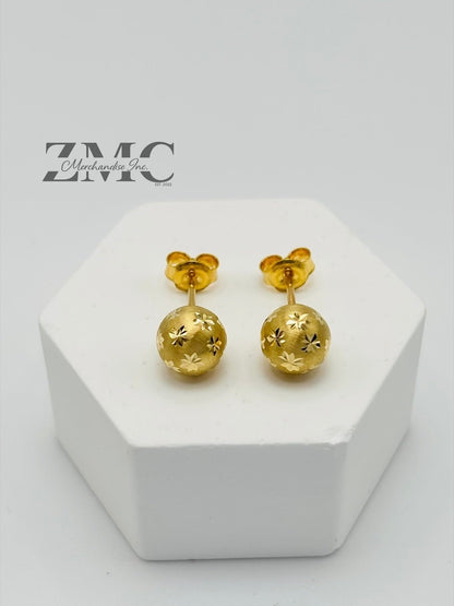 18K Gold Star Ball Earrings