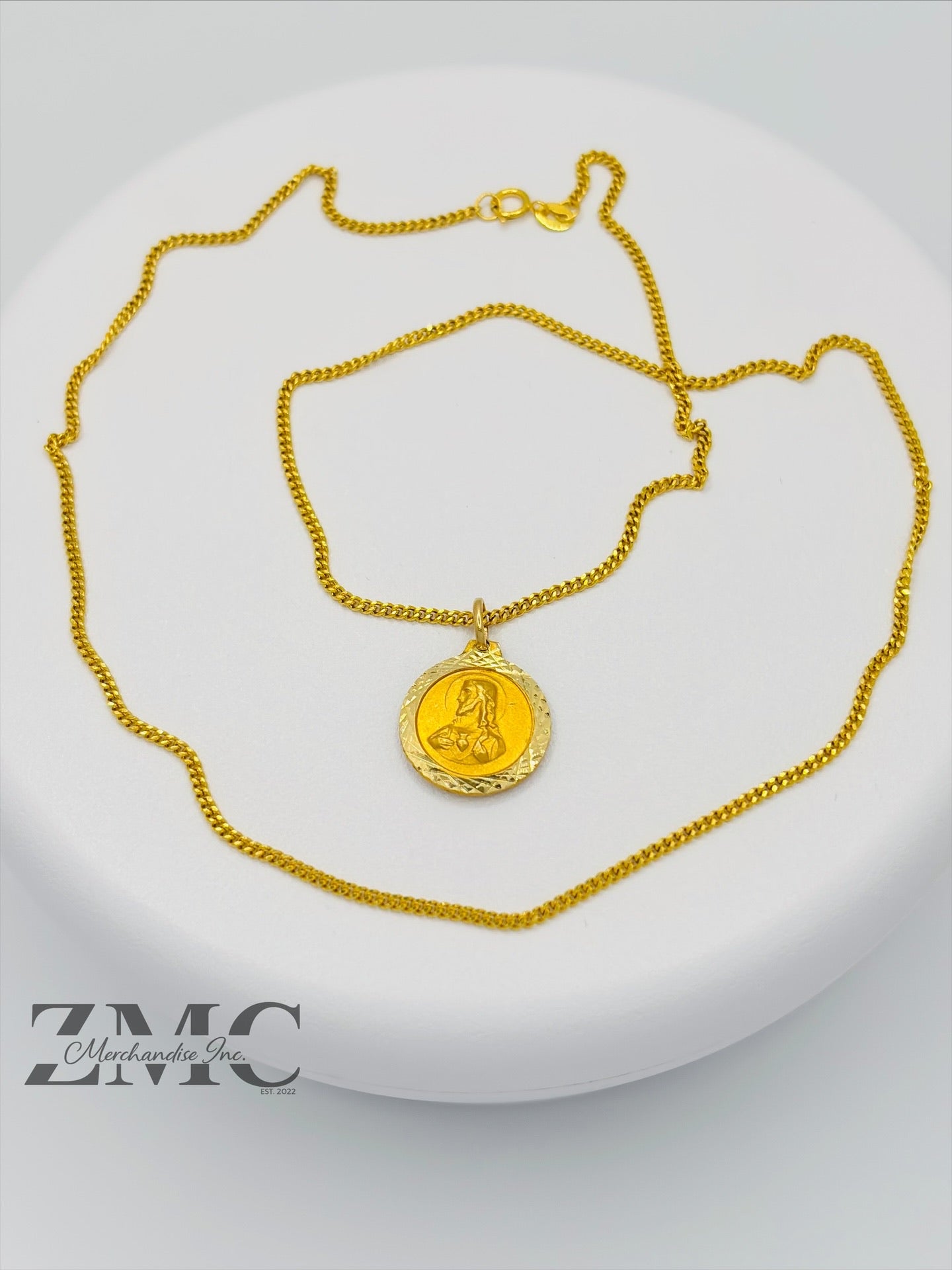 18K Gold Jesus/Mary Necklace