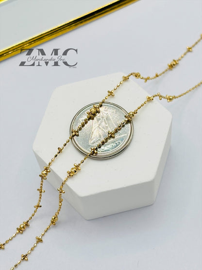 18K Gold Mirror Ball Beads Slider Chain/Necklace