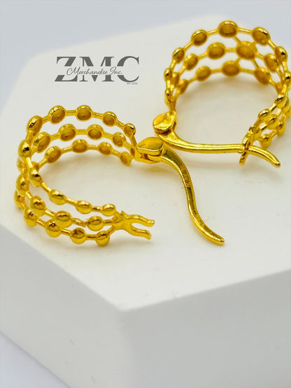 18K Gold Bubble Loop Earrings