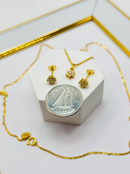 18K Gold Necklace and Earrings Rositas Moissanite Diamond Set