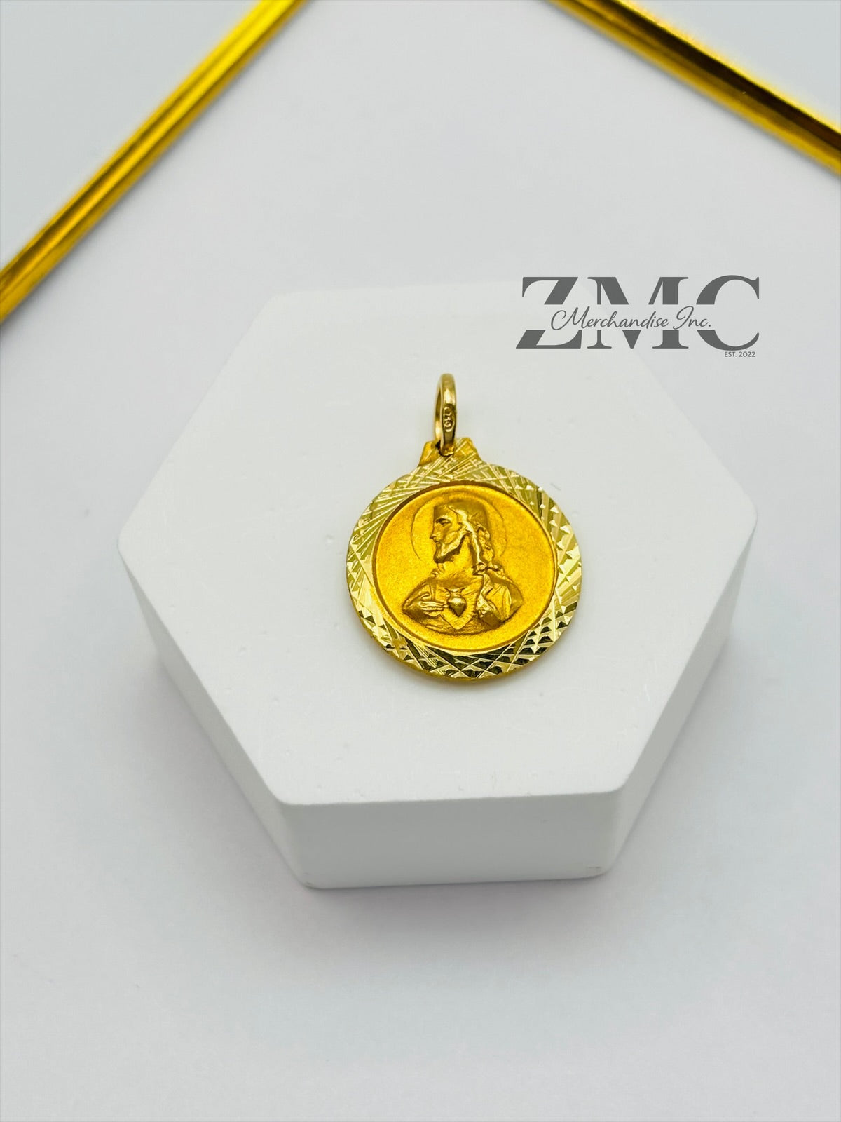 18K Gold Back to Back Religious Pendant