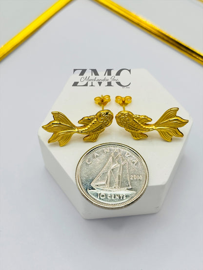 18K Gold Lucky Koi Fish Earrings