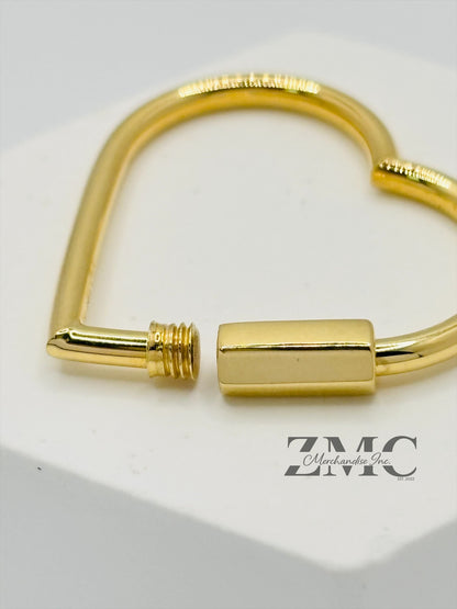 18K Gold Big Heart Carabiner Pendant