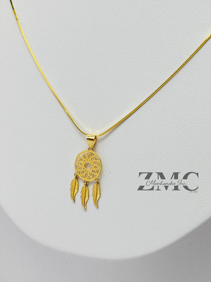 18K Gold Dream Catcher Necklace