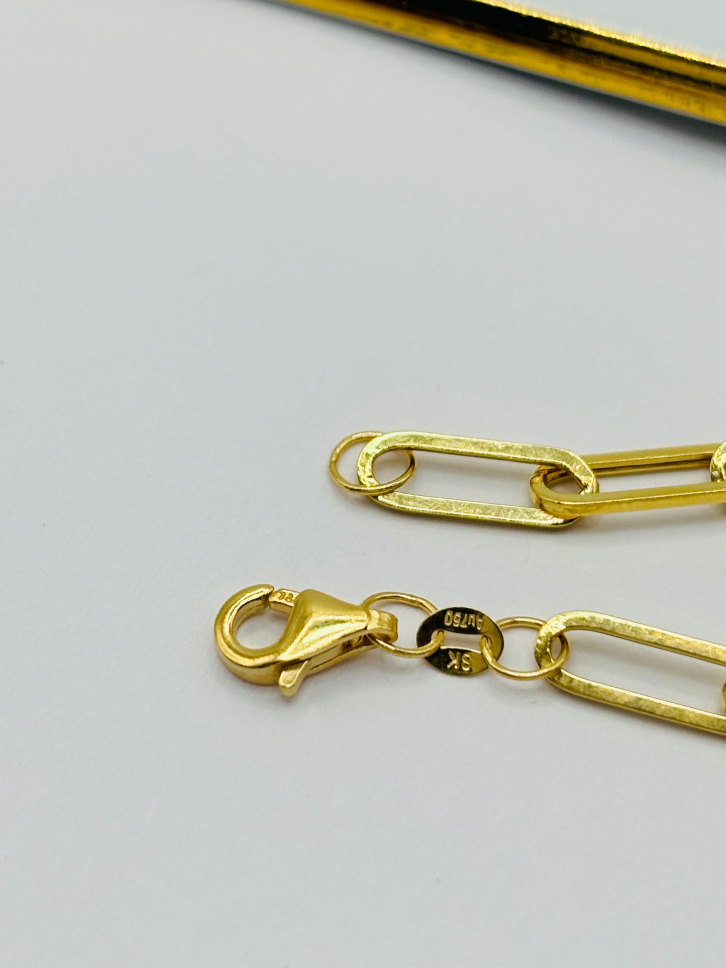 18K Gold Paperclip Bracelet