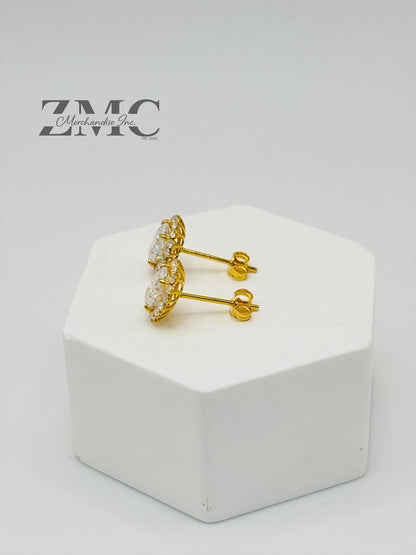 18K Gold Oval Moissanite Diamond Earrings