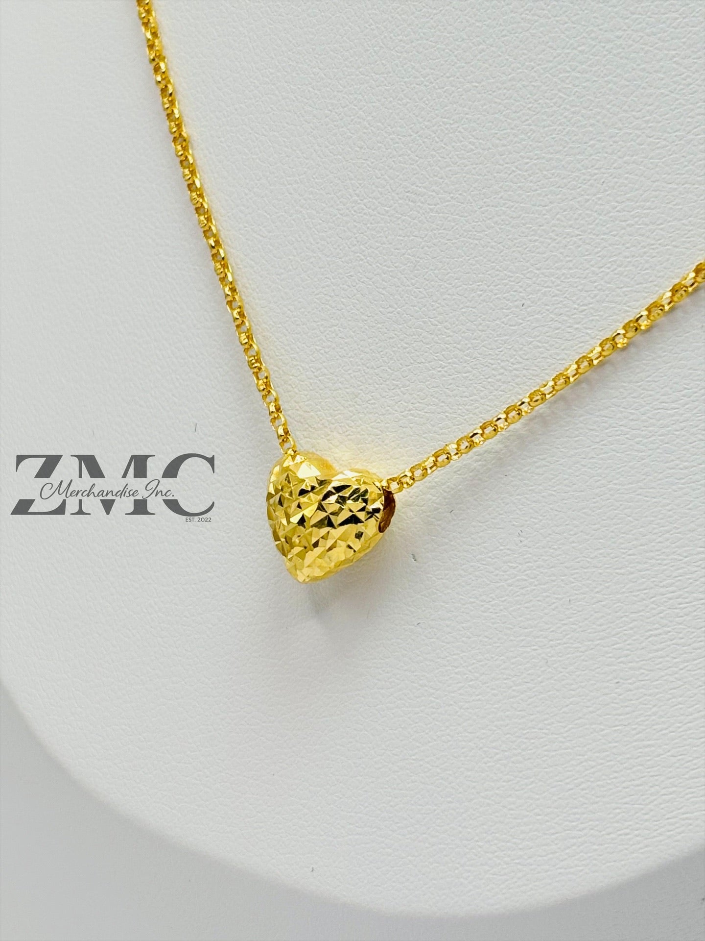 18K Gold Diamond Cut Small Ivana Heart Necklace