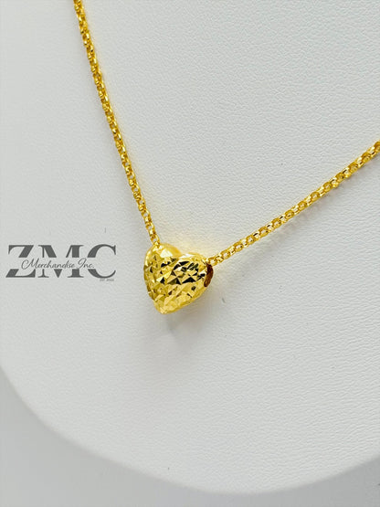 18K Gold Diamond Cut Small Ivana Heart Necklace