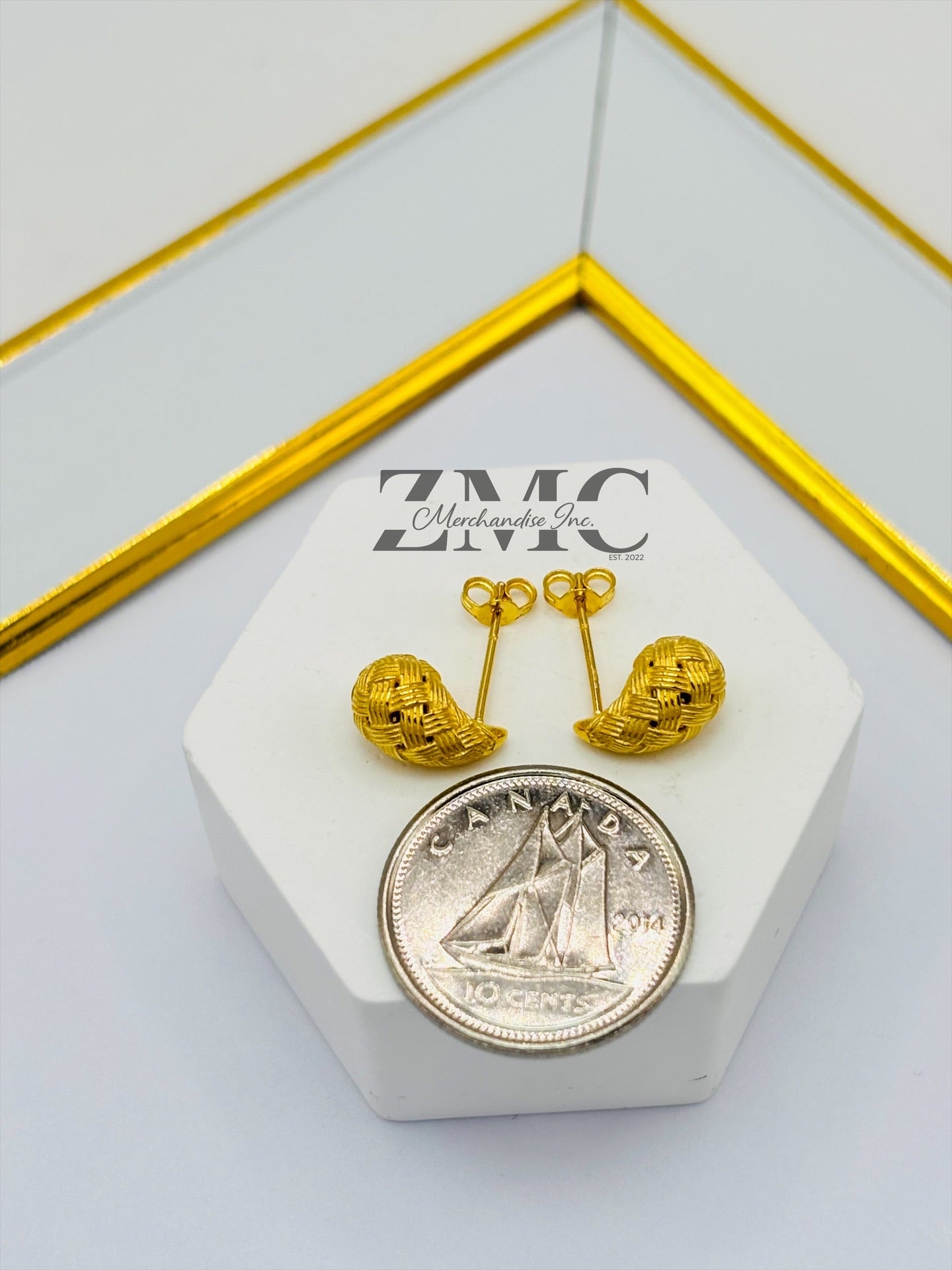 18K Gold Net Teardrop Earrings