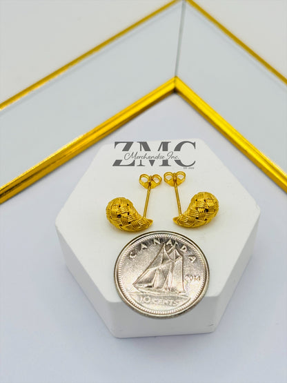 18K Gold Net Teardrop Earrings