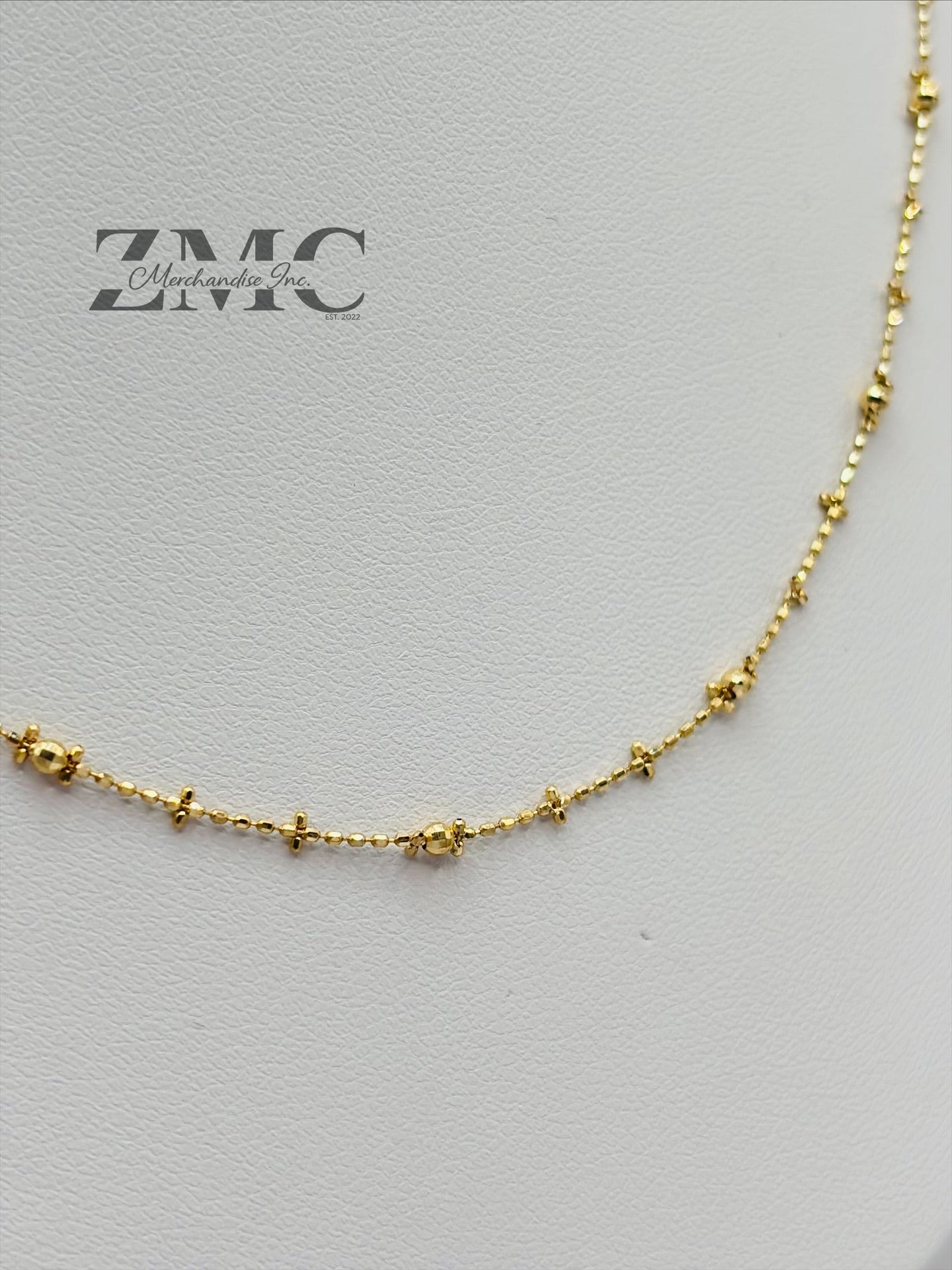 18K Gold Mirror Ball Beads Slider Chain/Necklace