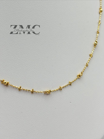 18K Gold Mirror Ball Beads Slider Chain/Necklace