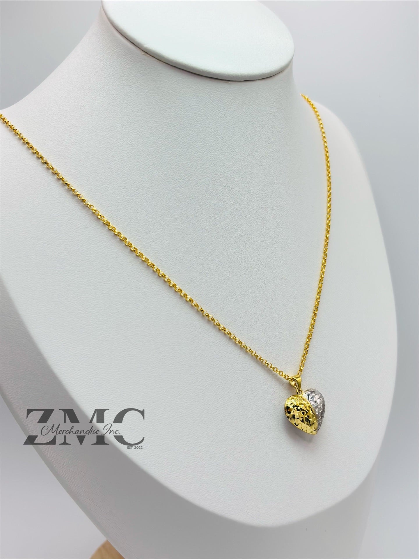 18K Gold Two-Tone Heart Necklace
