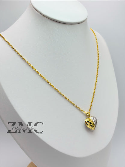 18K Gold Two-Tone Heart Necklace