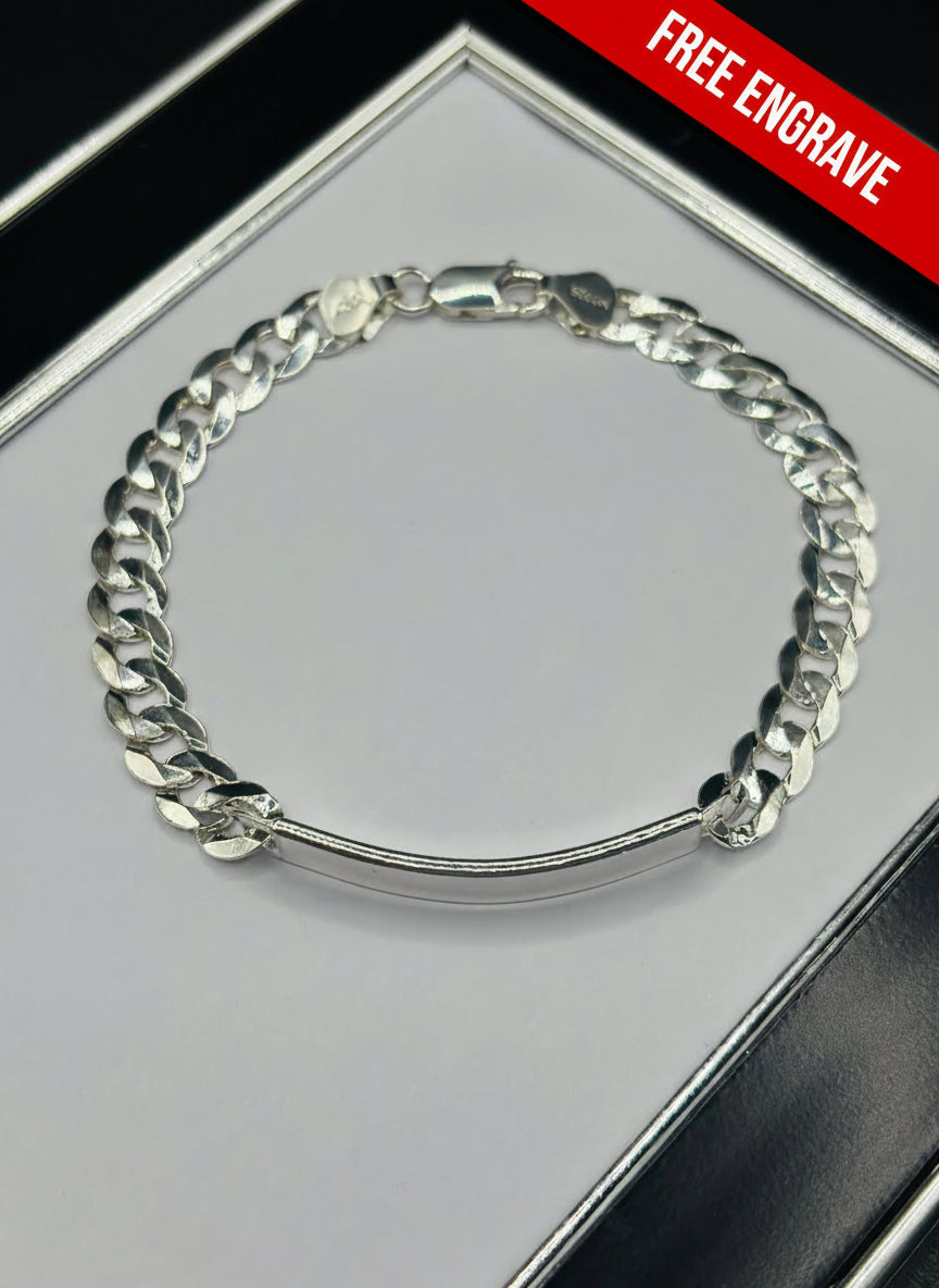 S925 Silver Name Curb Bracelet