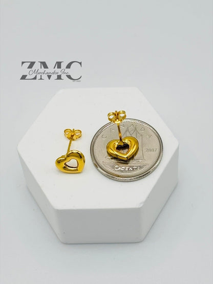 18K Gold Heart Earrings