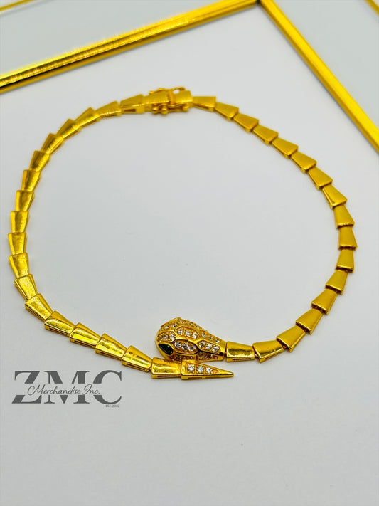18K Gold Serpentine Triple Lock Bracelet