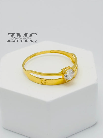 18K Gold Wedding Band with Stone Ring