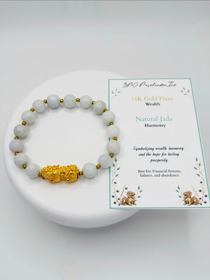 18K Gold Lucky Piyao/ Pi Xiu Jade Bracelet( Hollow Empty Inside) XXL PIYAO