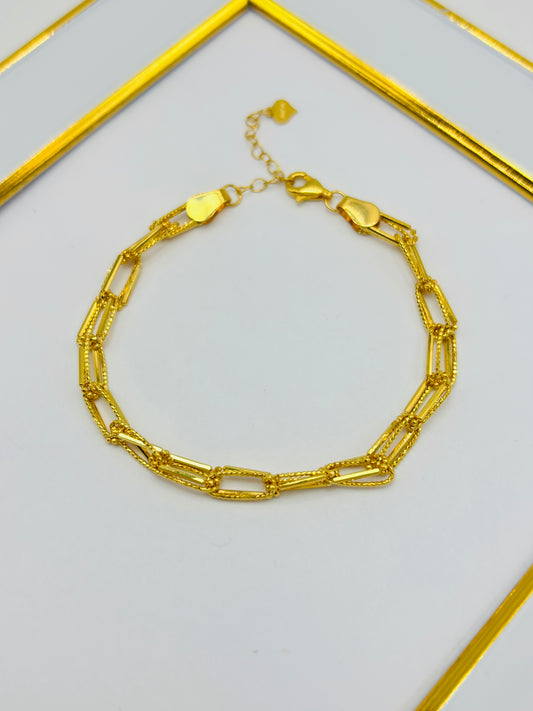 18K Gold Double Paperclip Bracelet