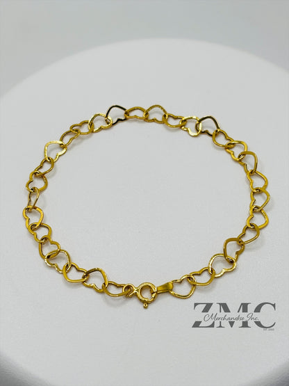 18K Gold Heart Bracelet