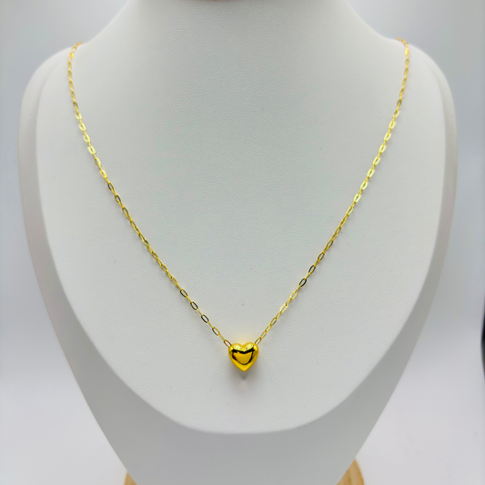 18K Gold Small Link Paperclip  Heart Necklace