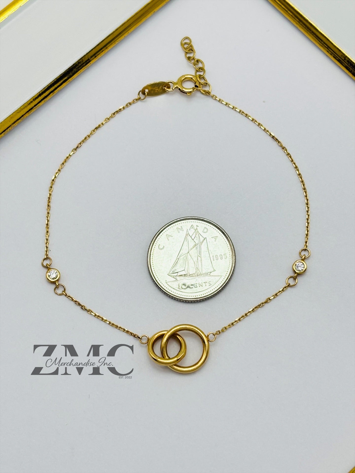 18K Gold Double Circle Bracelet