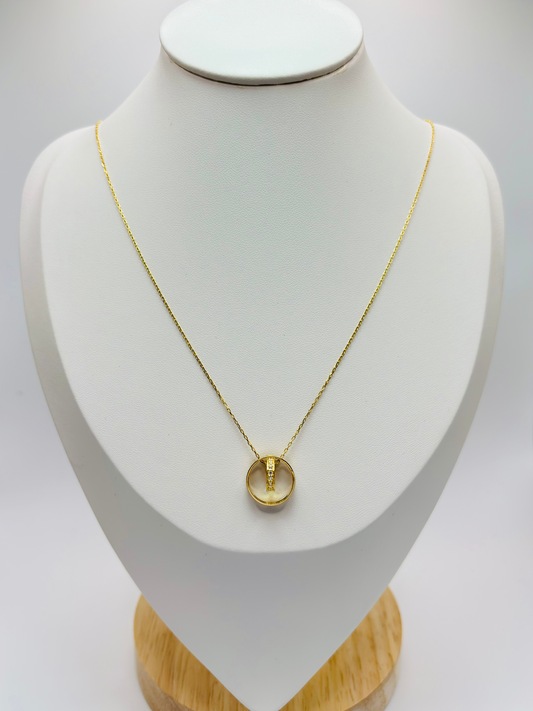 18K Gold Circle Attached Necklace